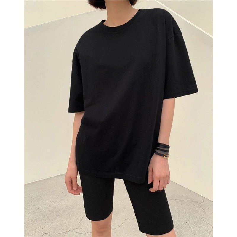 Casual Loose Crewneck Short Sleeve T-Shirts in Solid Colors