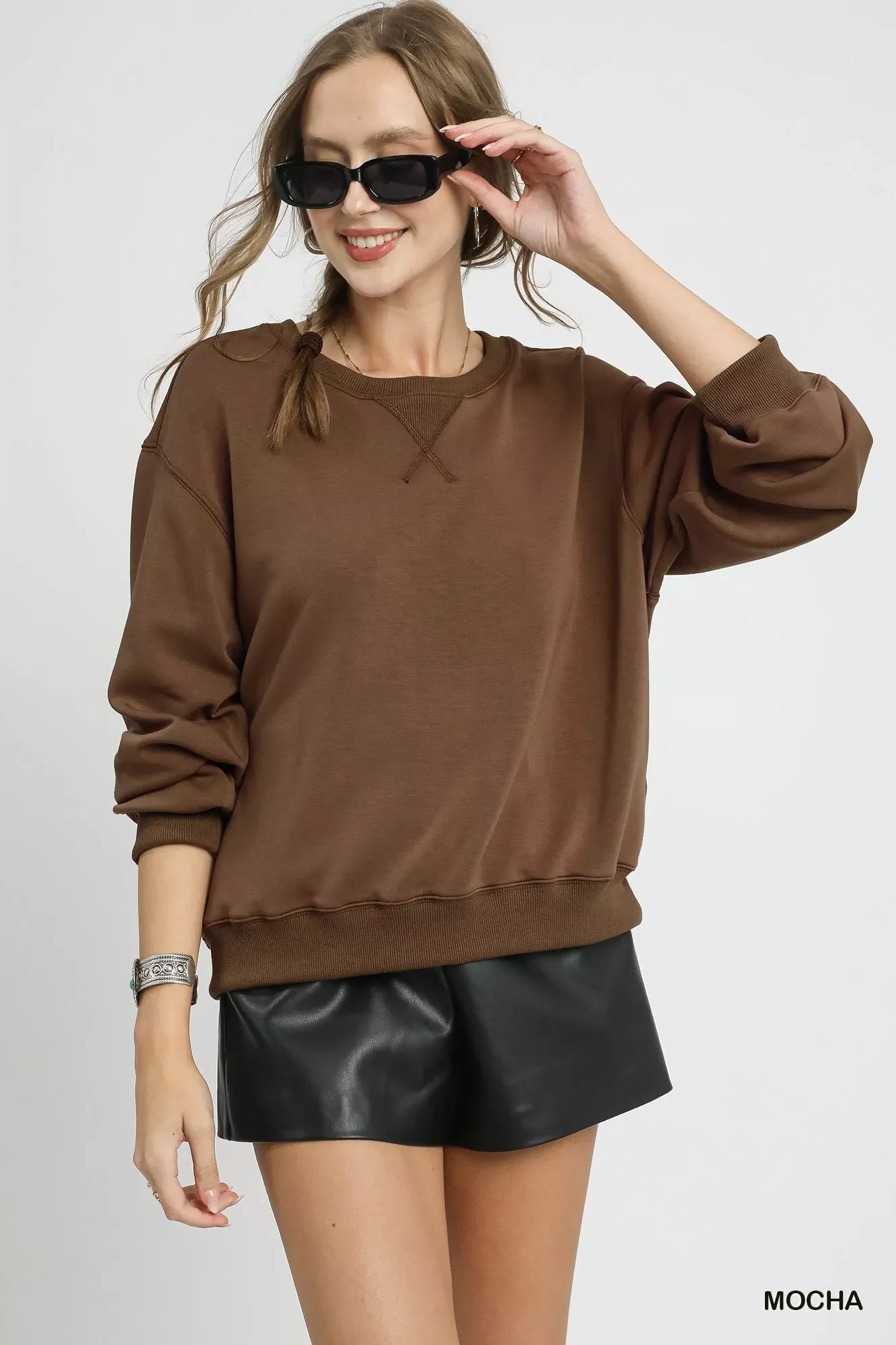 Round Neck Long Sleeve Fleece Sweatshirt