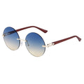 Ladies' Rimless Round Wood Grain Cut Edged Sunglasses