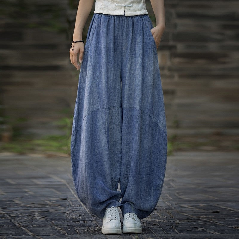 Loose Fit Tie-Dye Lantern Wide Leg Pants