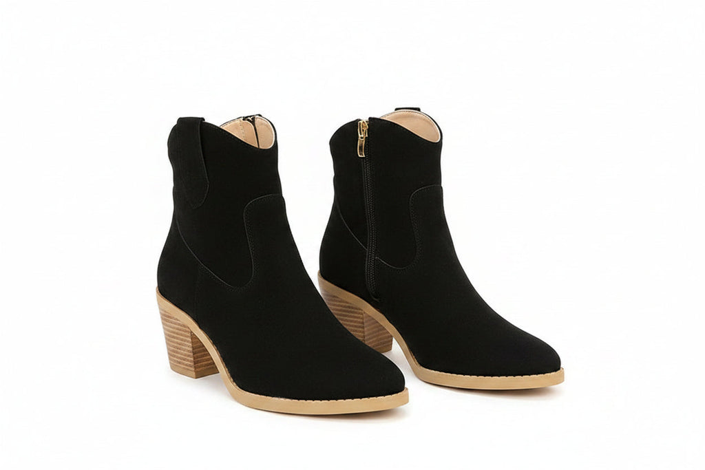 Women's Retro Sock Bootie | Pointed Toe Slip-On | Mid Heel