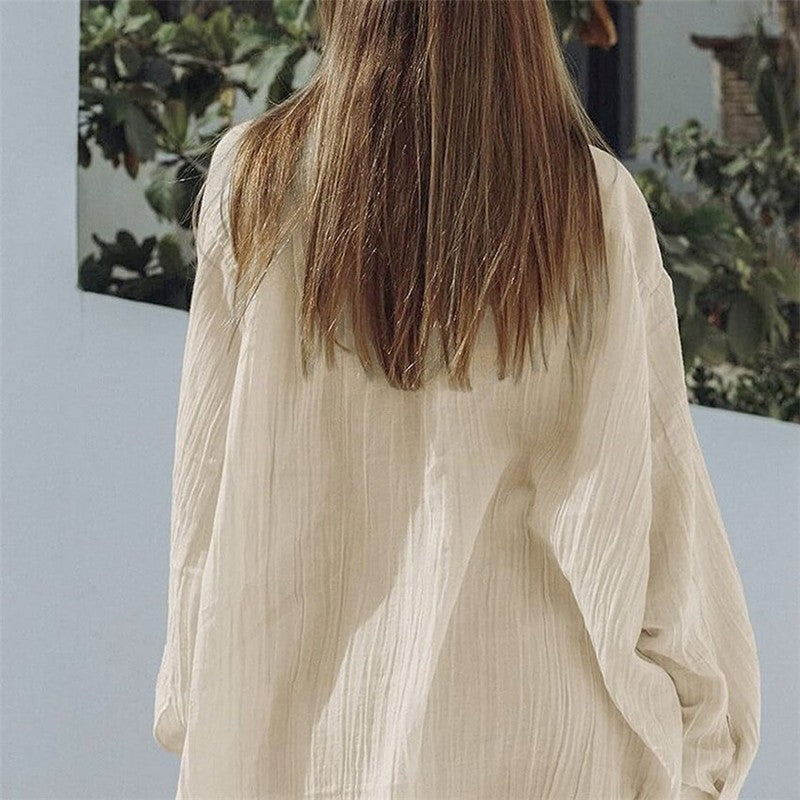 Cozy Relaxed Fit Long Sleeve Shorts Lounge Set