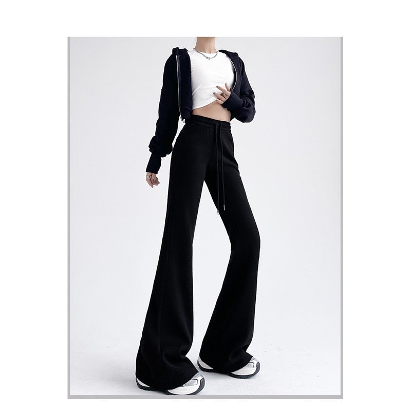 Flared Sports Pants with Elastic Waistband in Solid Color