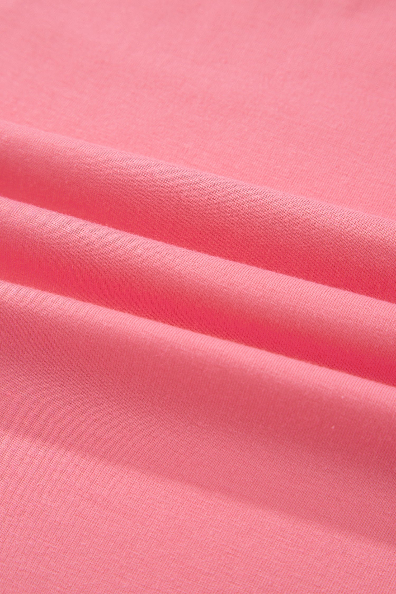 Peach Blossom Solid Color Raw Seam Detail Ruffle Hem Plus Size T Shirt