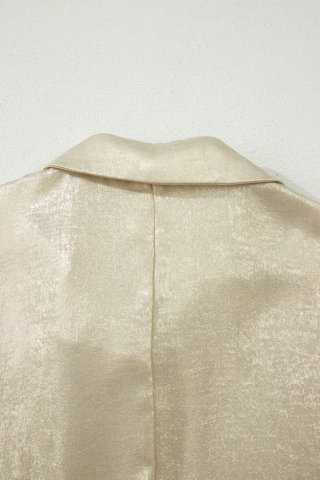 Casual Collared V Neck Half Sleeve Metallic Top