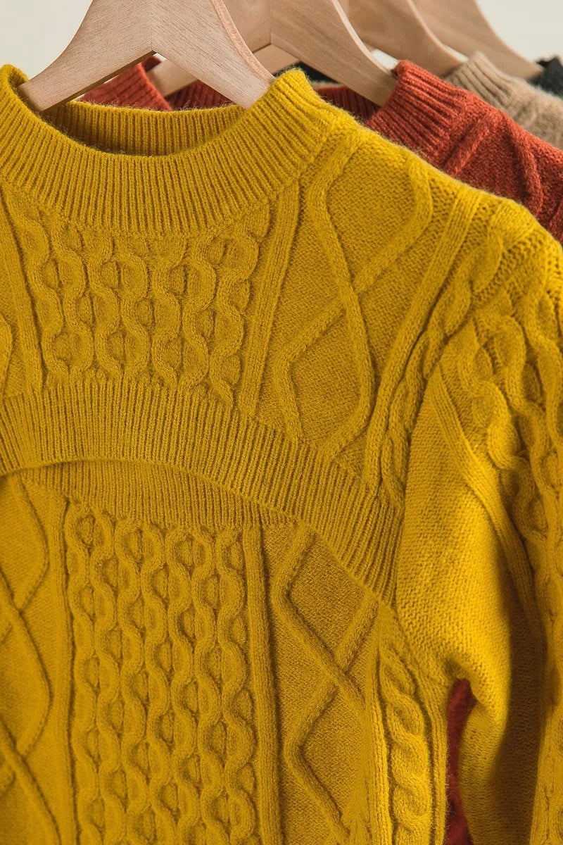 Cable-Knit Sweater with Cut Out Chest Detail