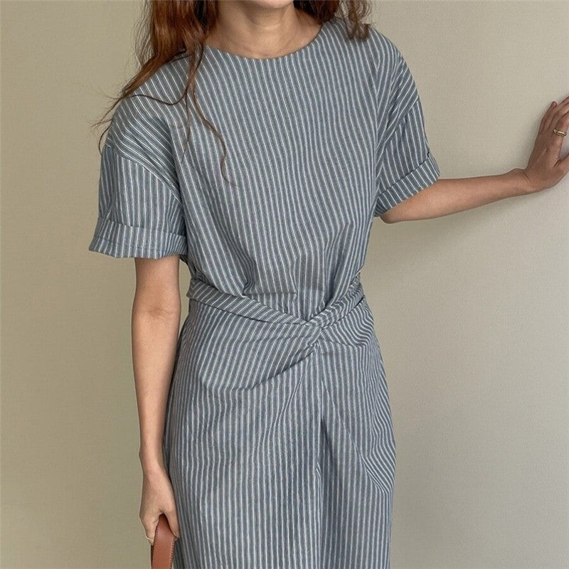 Striped Knot Tie Strap Dress - Fashionable and Chic