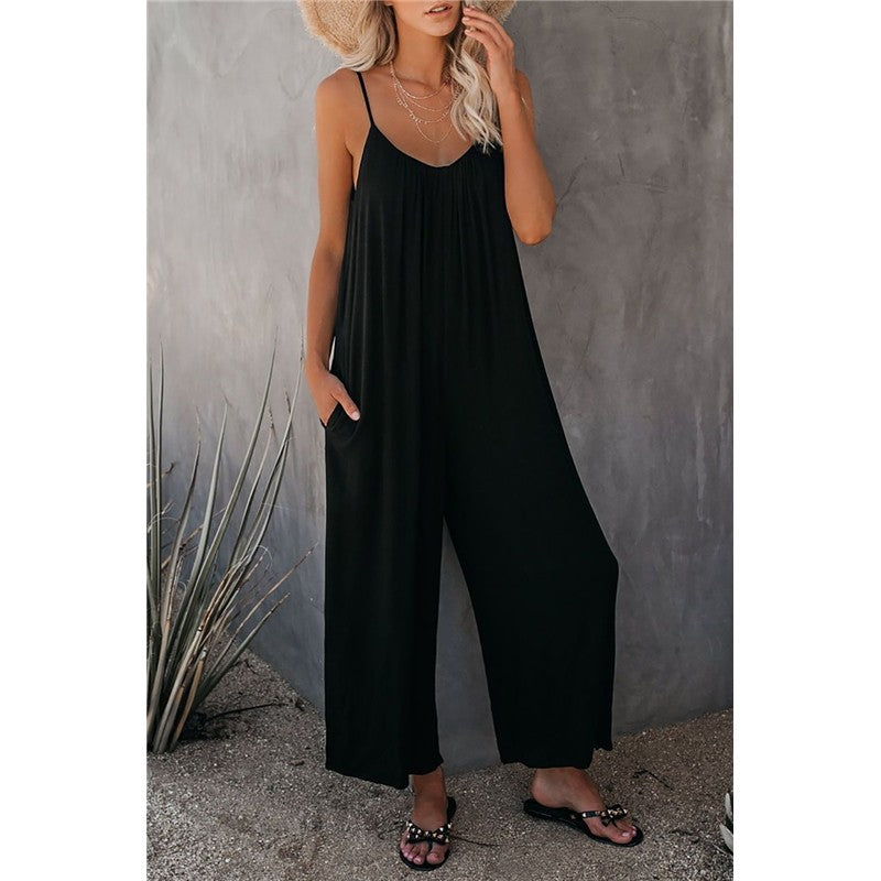 Spaghetti Strap Wide Leg Jumpsuit