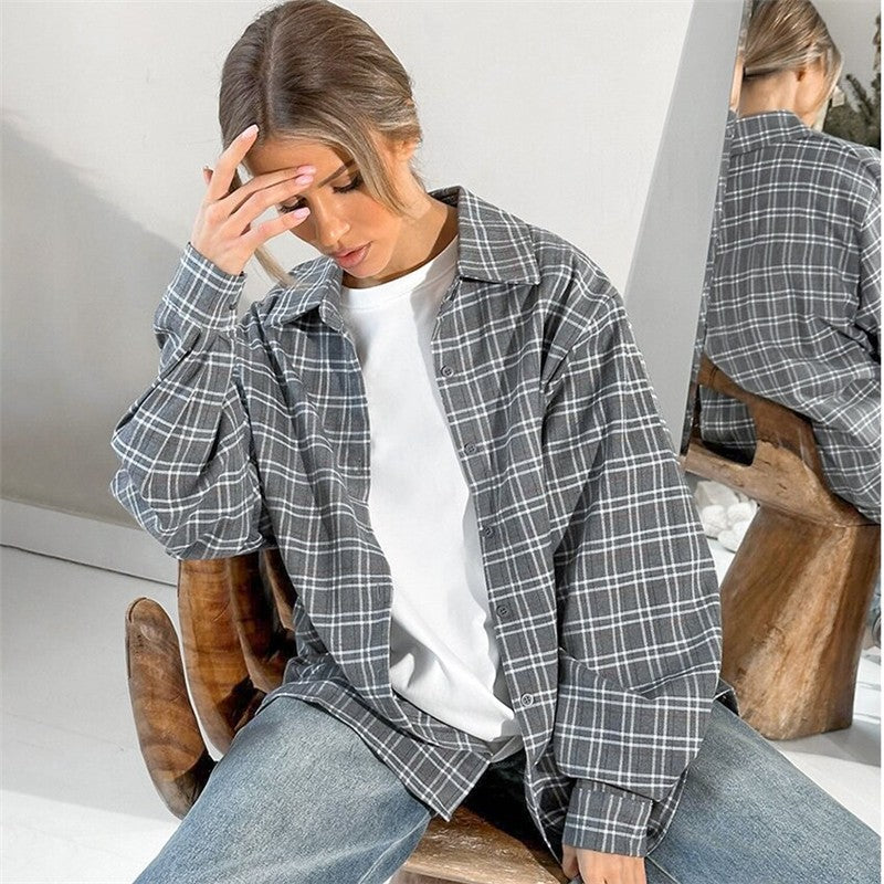 Relaxed Fit Plaid Women's Shirt