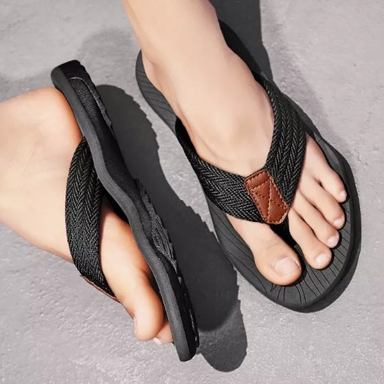 Men's Minimalist Casual Slippers - Breathable Flat Heel Webbing Slides