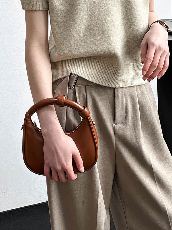 High Waisted Loose Belt Buckle Solid Color Suit Pants Trousers
