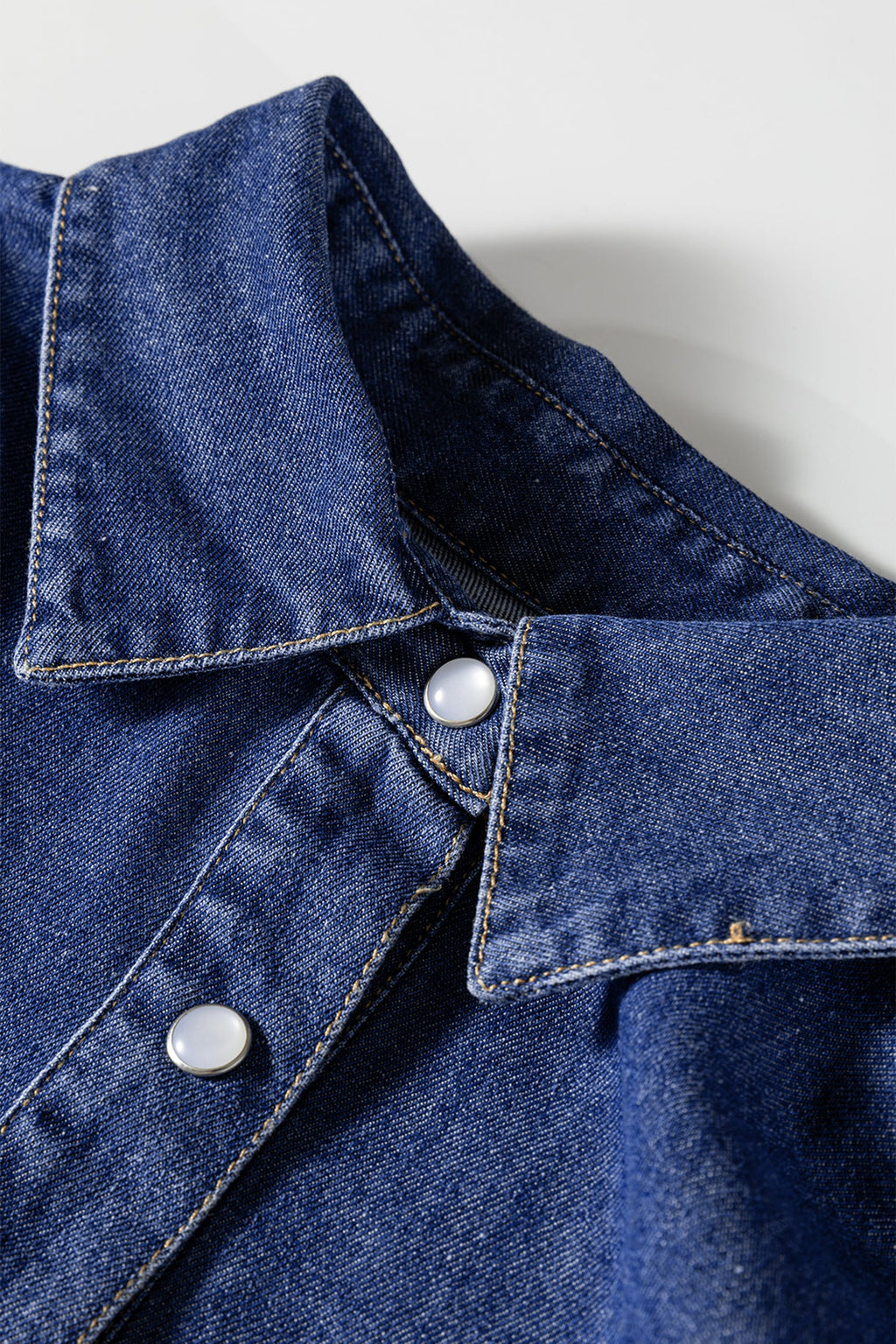 Denim Shirt Collar Long Sleeve Flared Mini Dress