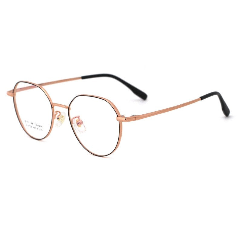 Fashion Titanium Alloy Small Round Frame Clear Lens Glasses