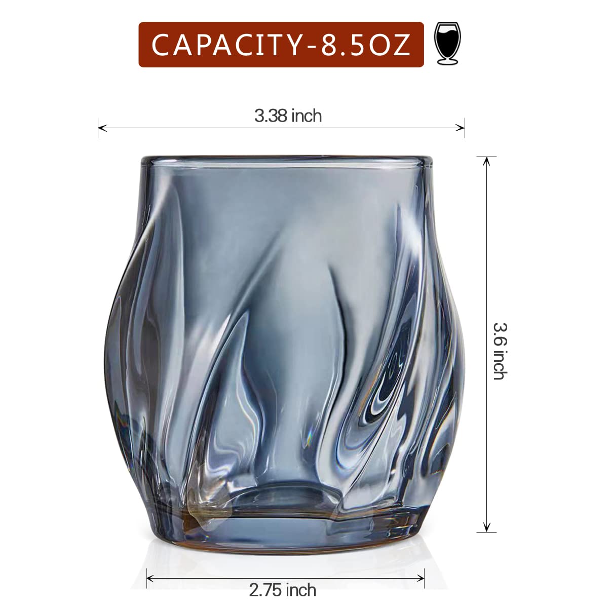 ANBFF Whiskey Glasses Set of 2, 8.5 OZ Twisted Crystal Rocks Glasses