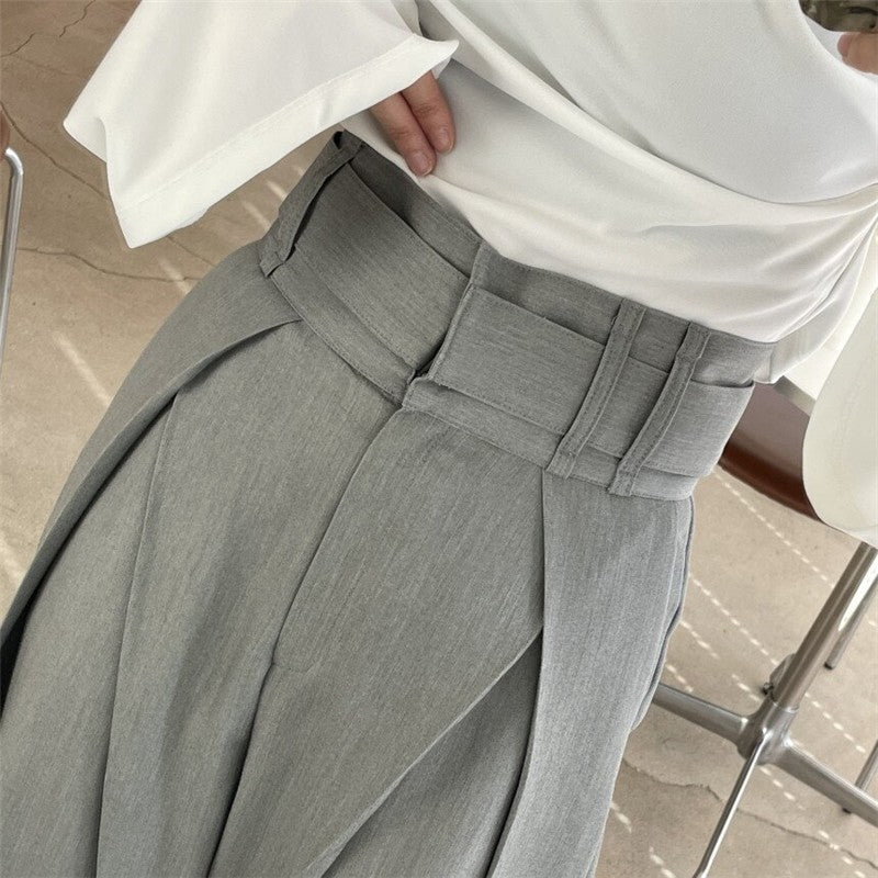 High-Waisted Wide-Leg Trousers in Solid Color