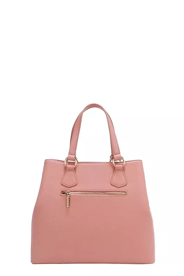 Monogram Pattern Handbag with Rhinestones Decor