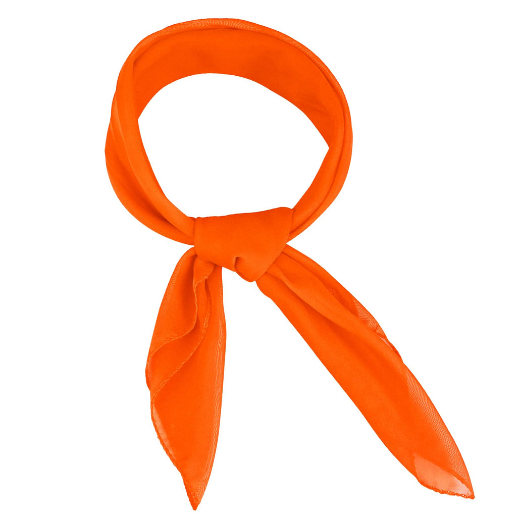 Cyunda Chiffon Scarf Classic Retro Ribbon Square Neck 26x26in Orange