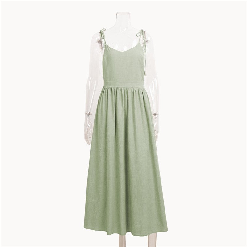 Vibrant V-Neck Halter Backless Dress
