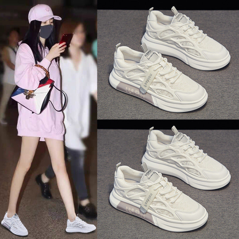 Women's Breathable Mesh Athletic Sneakers – Hollow-Out Lace-Up Sport Shoes