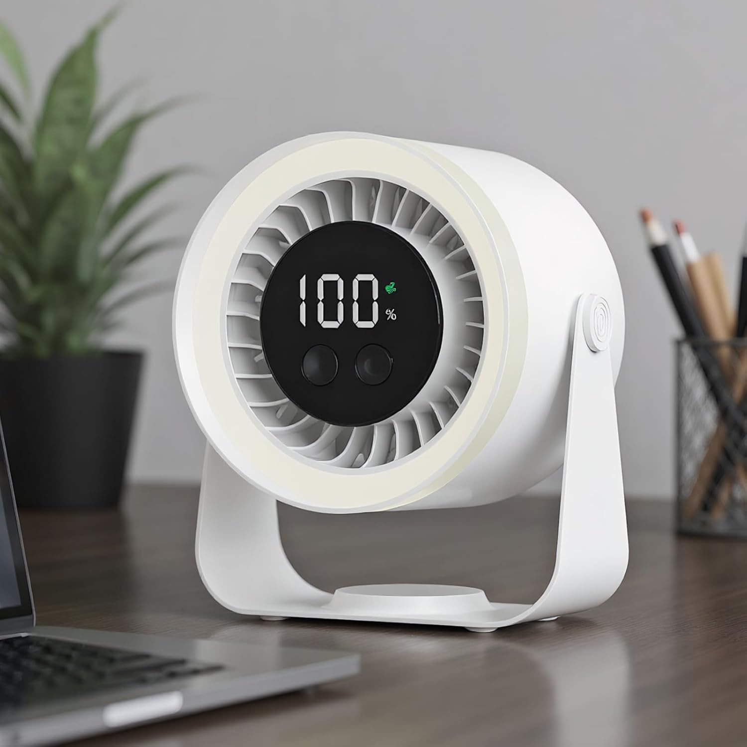 Portable Desk Fan | USB Rechargeable with 10-Speed Quiet Operation | Compact Design for Efficient Cooling