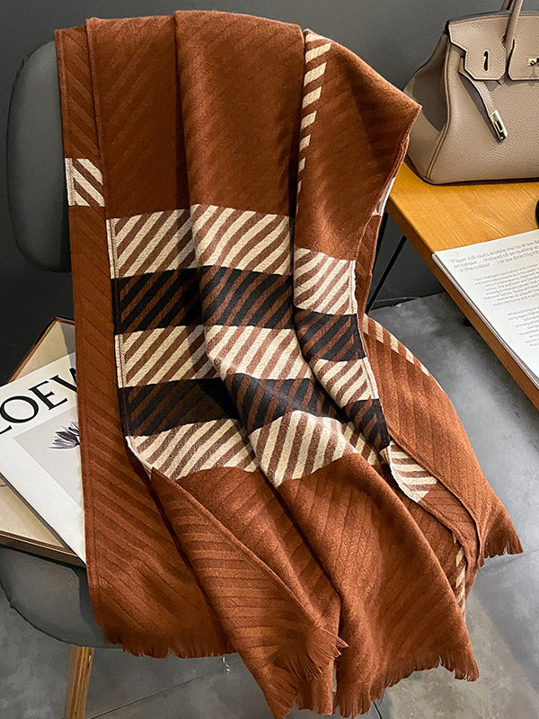 Urban Imitated Cashmere Stripped Warm Shawl&Scarf