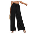 Elevated Solid Color High-Waisted Tie-Up Wide-Leg Trousers