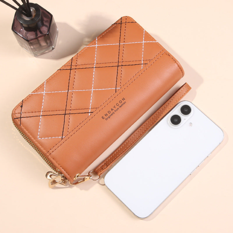Women's Large Capacity Double Zipper Long Wallet – Quilted PVC Bifold Purse