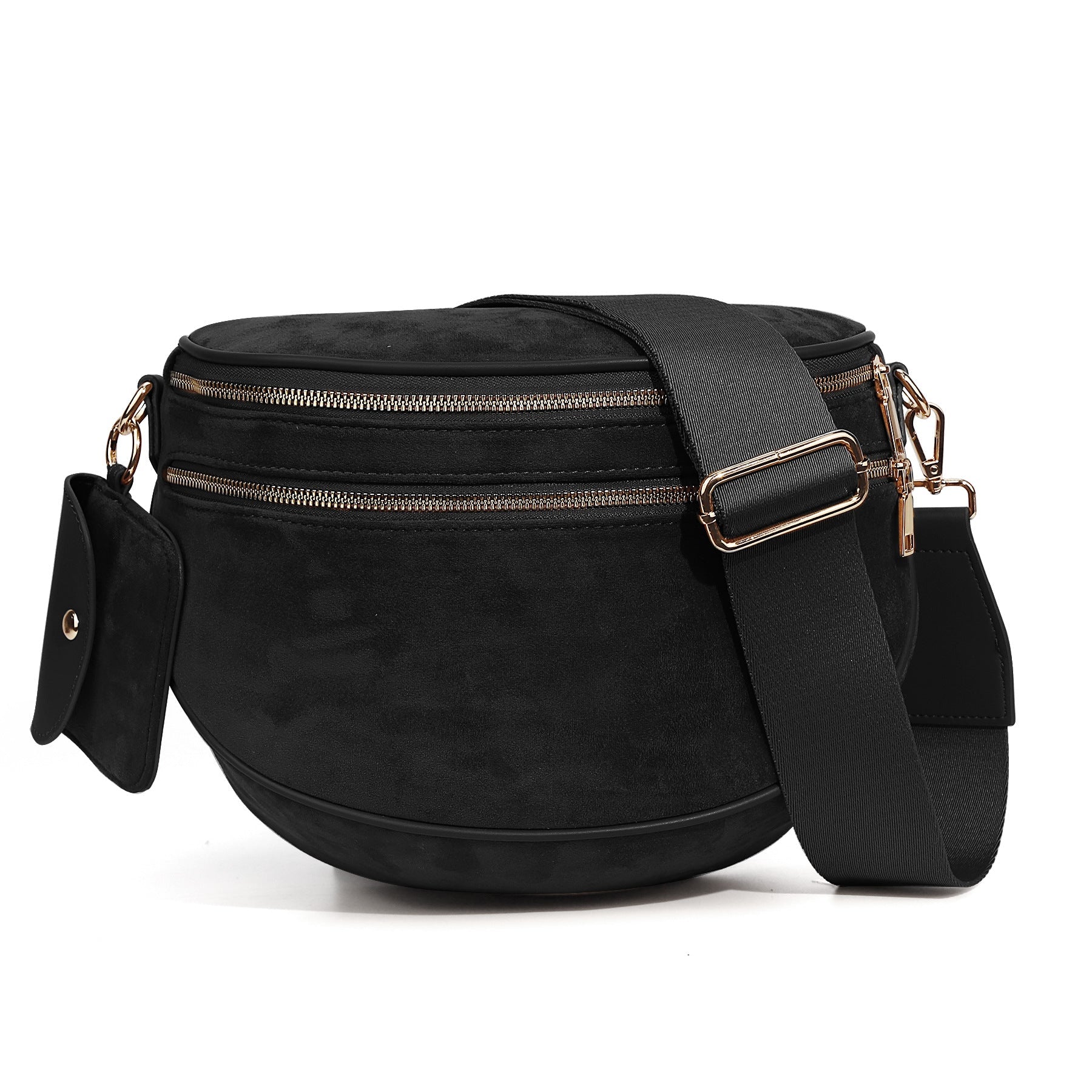 Women's Suede Crossbody Bag – Round Fashion Shoulder Bag