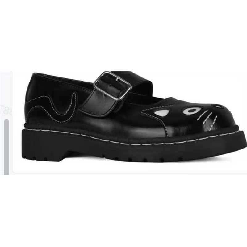 Women's Cat-Theme Velcro Strap Platform Shoes | Thick Sole Round Toe Casual Sneakers