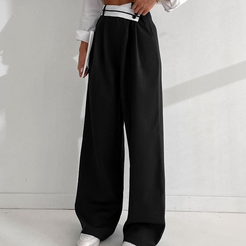 Patchwork High Waisted Wide Leg Trousers