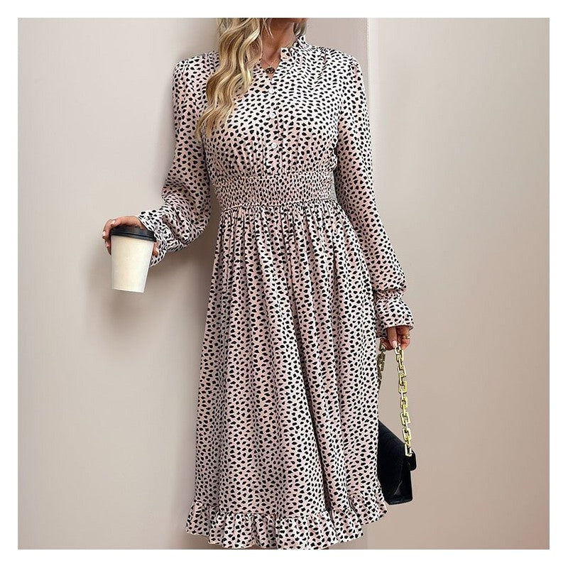 Leopard Print Long Sleeve Dress - Trendy and Chic