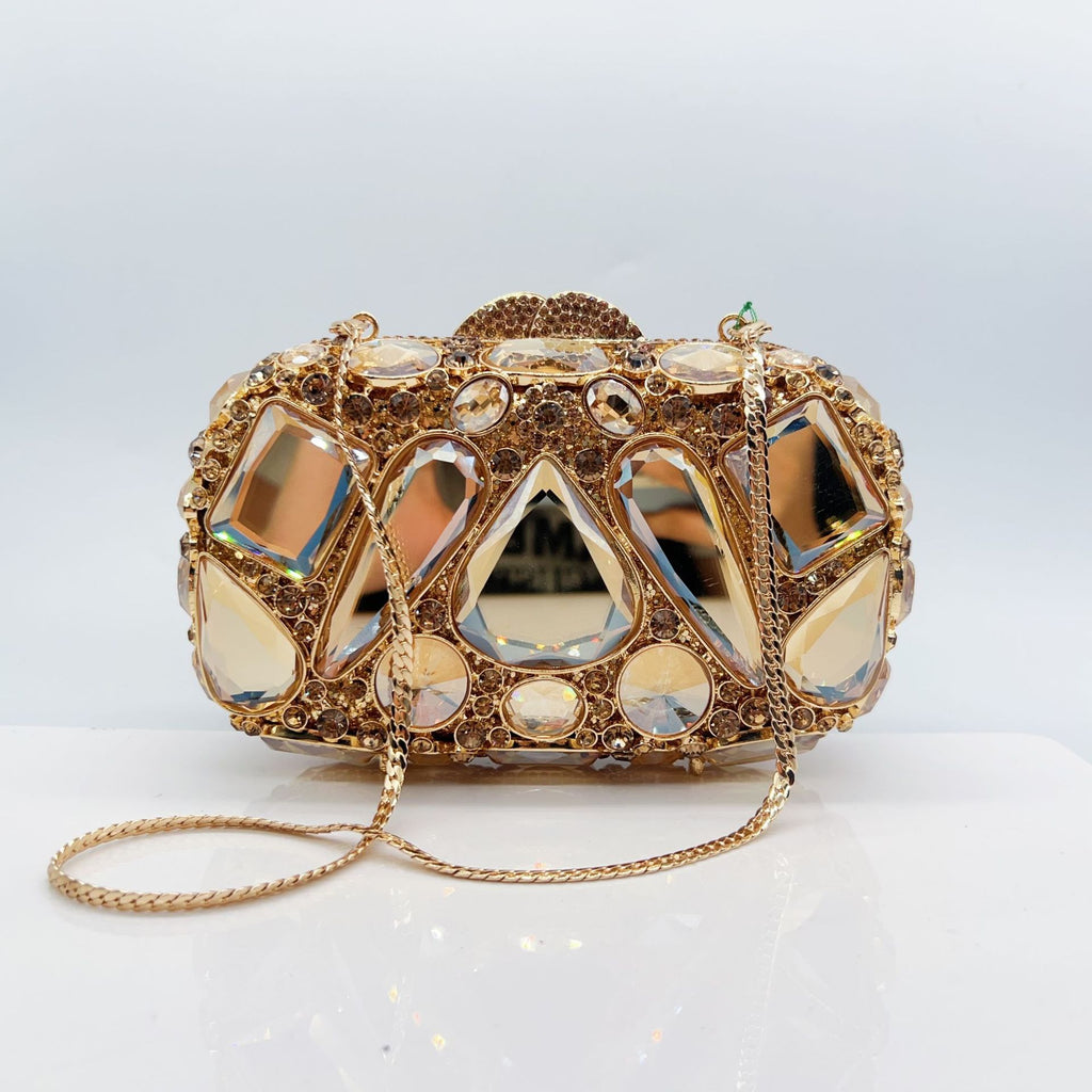 Diamond-Encrusted Evening Clutch Bag - Luxury Crystal Glass Drop Handbag for Women