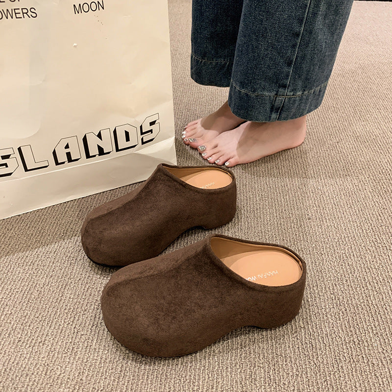 Women's Suede Platform Slippers - Height Boosting Comfort Shoes