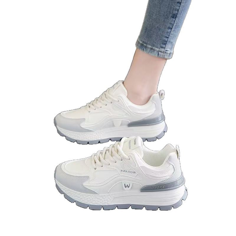 Women's Lace-Up PU Leather Sneakers | Thick Non-Slip Rubber Sole | Casual Low-Top Shoes