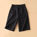 Women's Cotton And Hemp Loose Fit High Waist Wide Leg Elastic Shorts