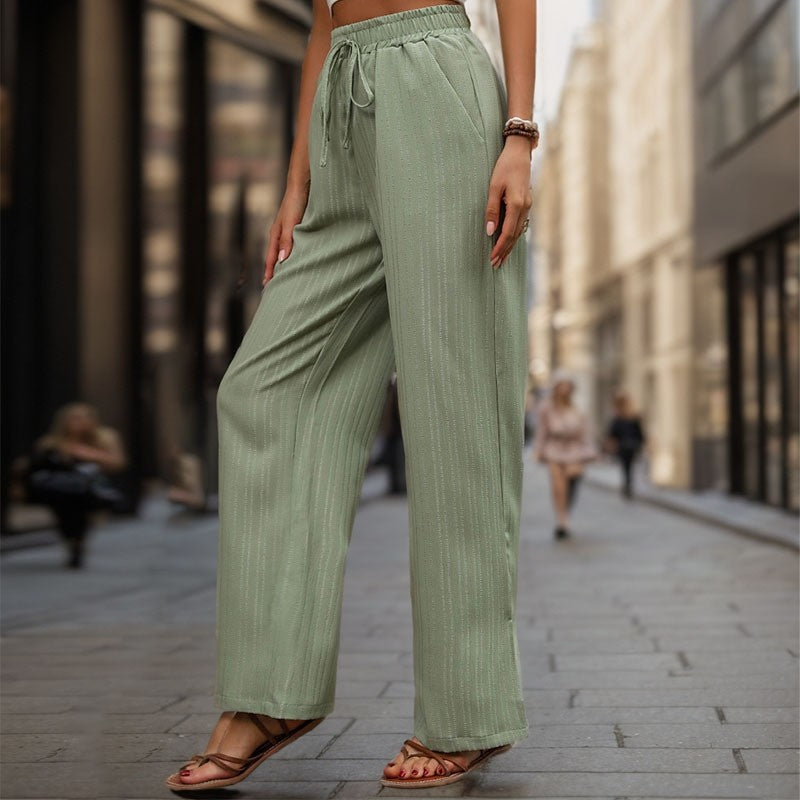 Solid Color High Waist Wide Leg Leisure Pants