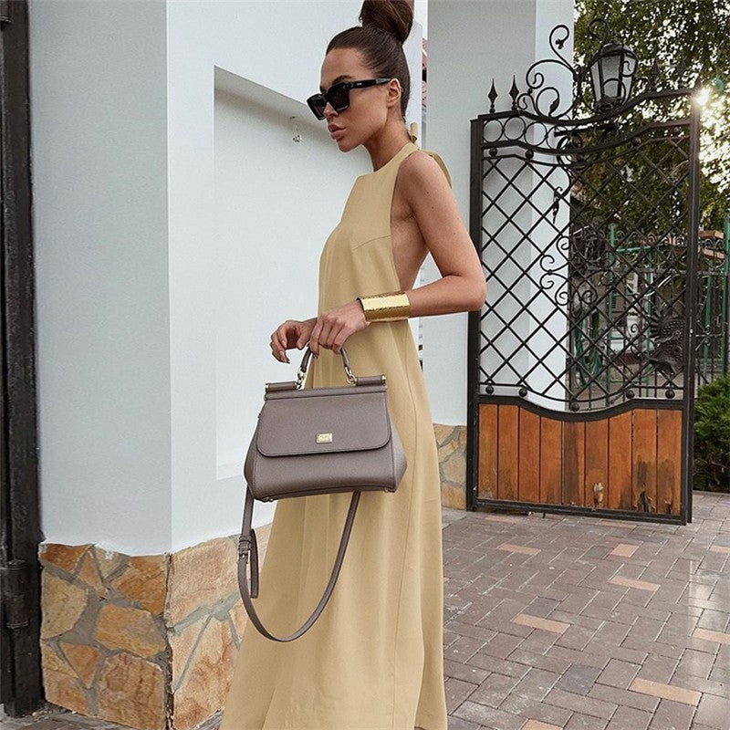 Breathable Solid Color Thin Strap Nightgown