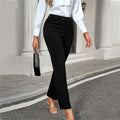 Solid Color Straight Leg Cropped Trousers