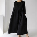 Oversized Loose-Fit Round Neck Knee-Length Maxi Dress