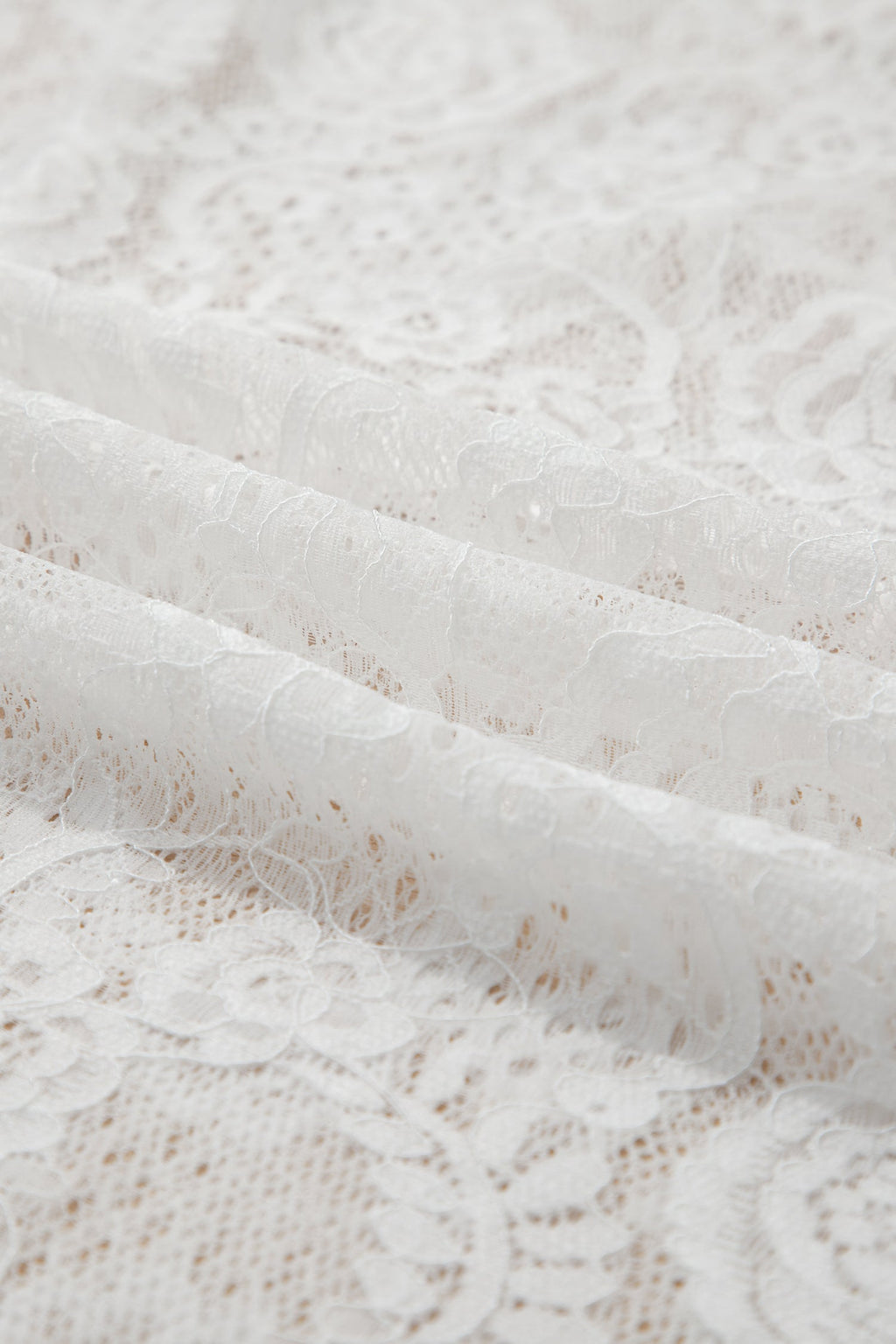 White Tie Spaghetti Straps Floral Lace Overlay Long Dress