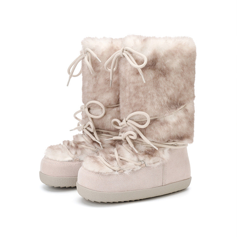 Women's Insulated Mid-Calf Snow Boots | Faux Fur Lined Flat Heel Slip-On Winter Boots