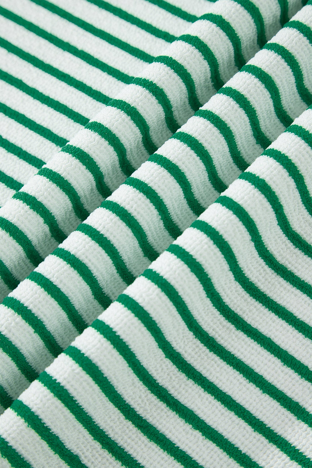 Green Stripe Crew Neck Tee Drawstring Waist Cropped Pants Set