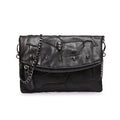 Patchwork Leather Crossbody Bag - Genuine Sheepskin Chain Shoulder Bag