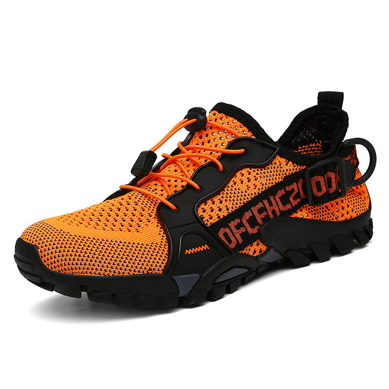 Men's Flyknit Hiking Shoes – Lightweight Non-Slip Outdoor Sneakers with Elastic Closure