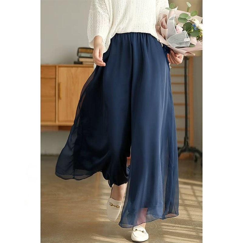 Wide Leg Pants in Solid Color with Artistic Flair