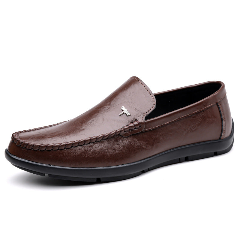 Men's Genuine Leather Slip-On Loafers | Breathable Suede Casual Shoes with Non-Slip Rubber Sole