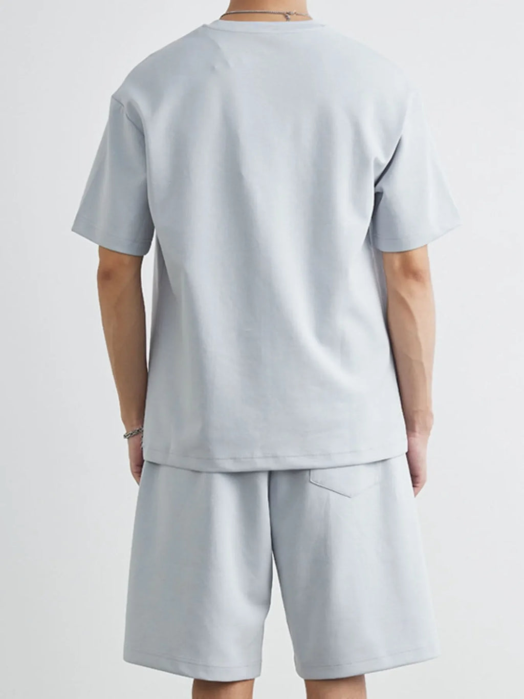 Men's Plus Size Round Neck Short Sleeve Top and Shorts Set