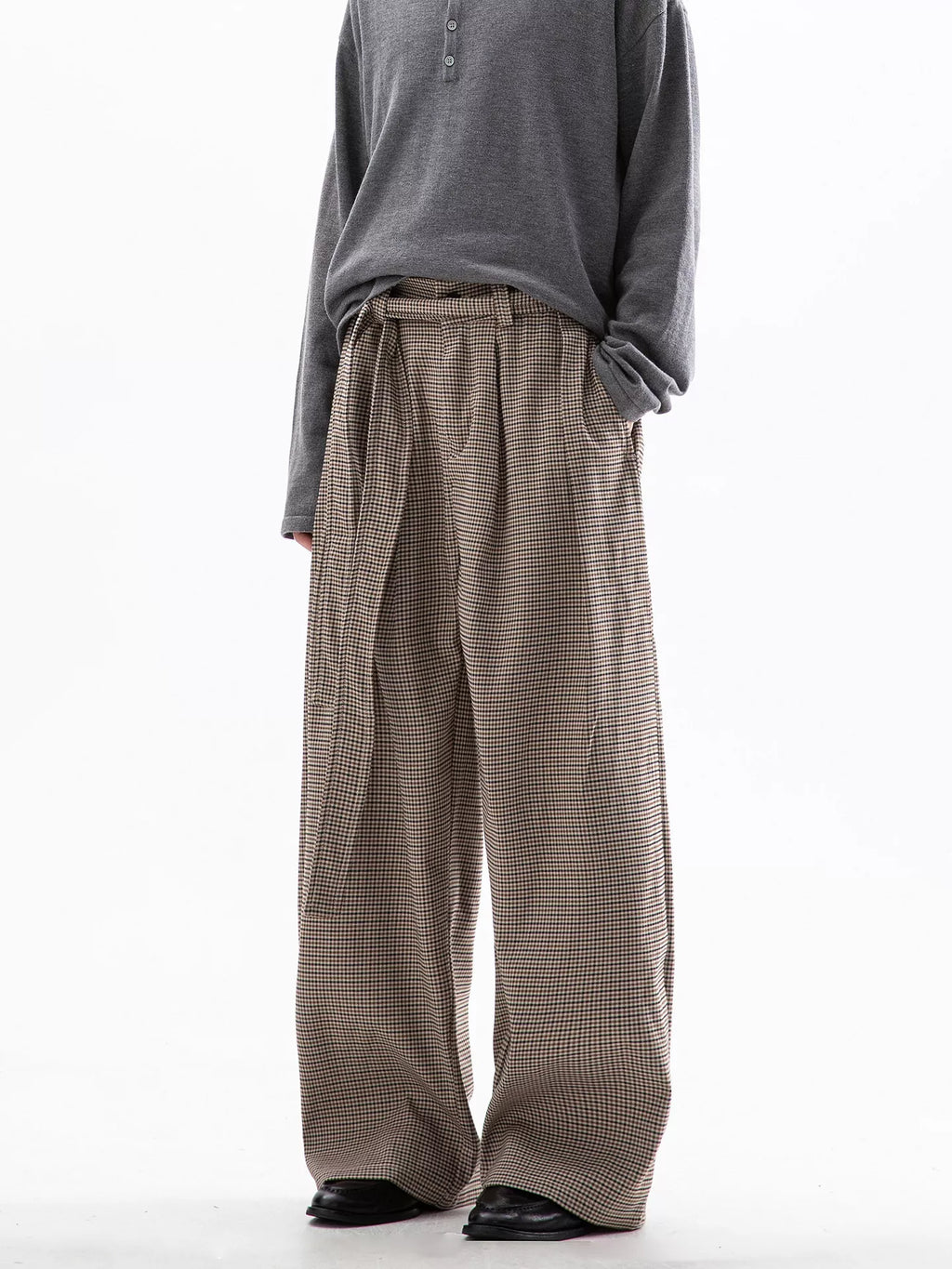 Men's Plaid Wide Leg Pants