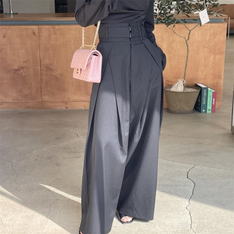High-Waisted Wide-Leg Trousers in Solid Color