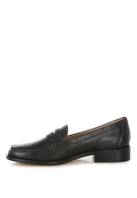 Clotilda Perforated Low Heel Loafers